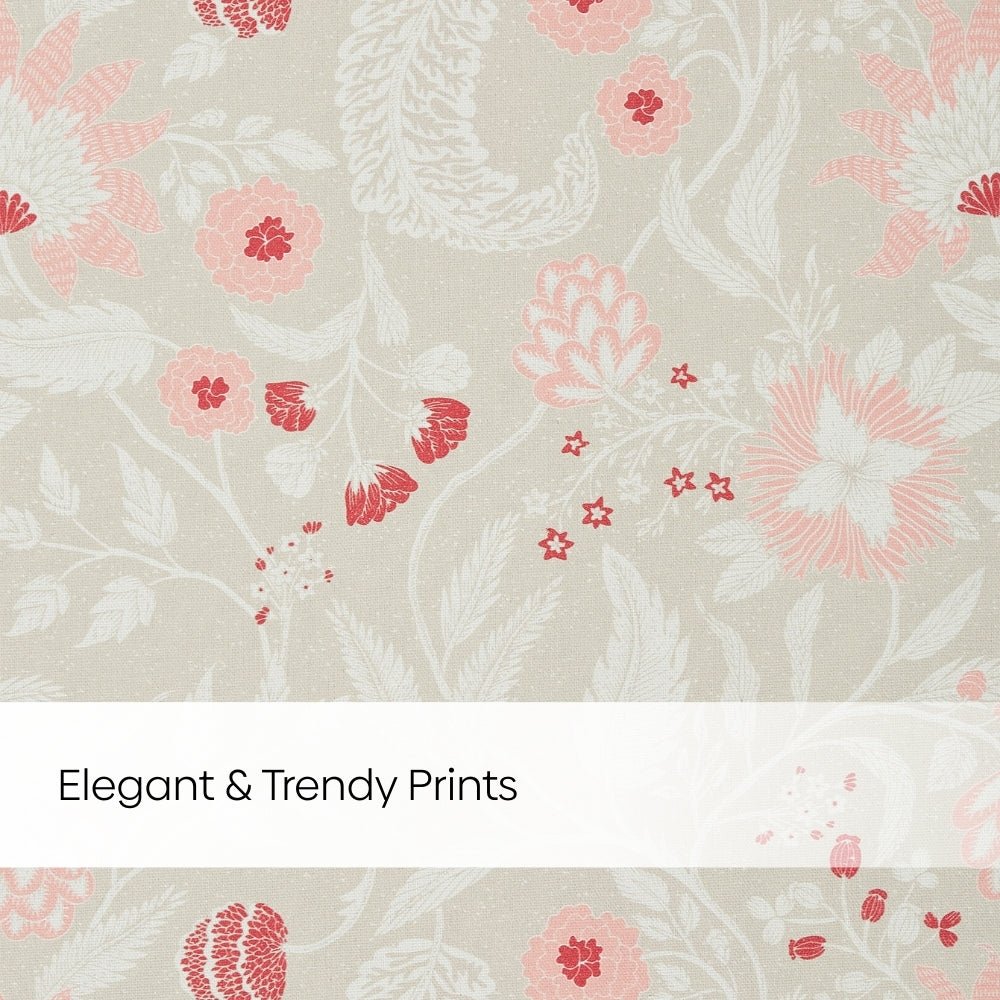100% Cotton Printed Curtain Solace Flora, Coral - Cotton Printed Curtains | haus & kinder