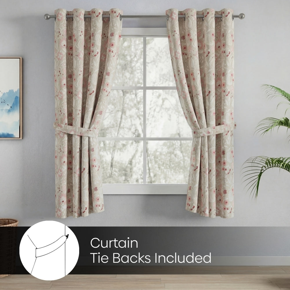 100% Cotton Printed Curtain Solace Flora, Coral