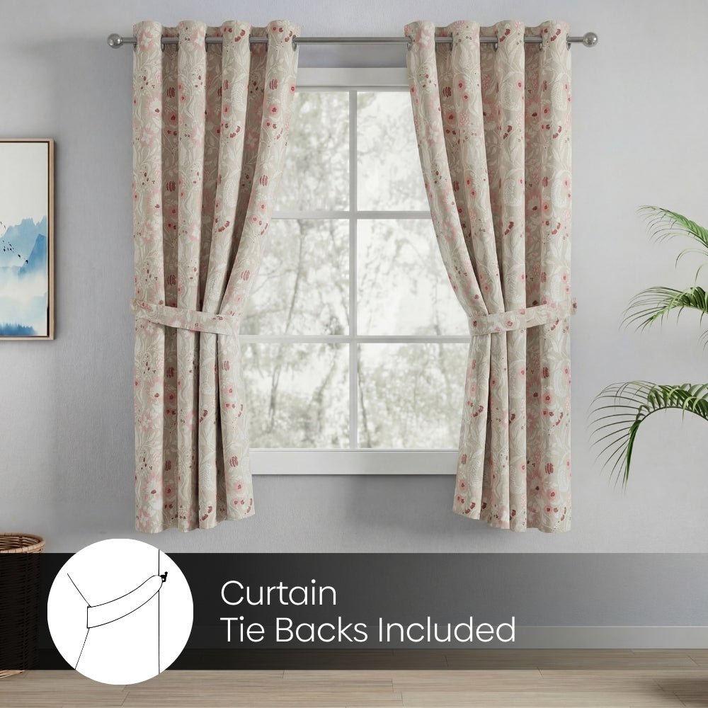 100% Cotton Printed Curtain Solace Flora, Coral - Cotton Printed Curtains | haus & kinder