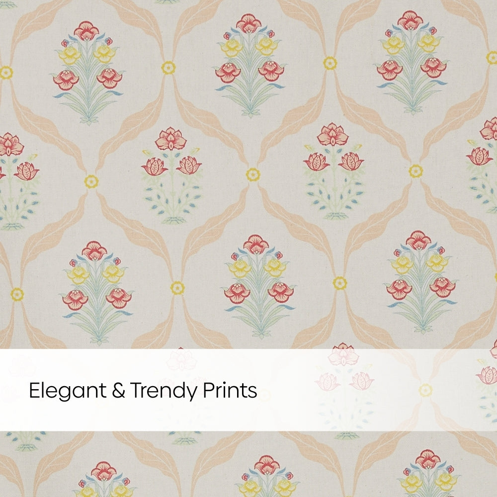 Cotton Printed Pack Of 2 Curtain Lattice, Pink