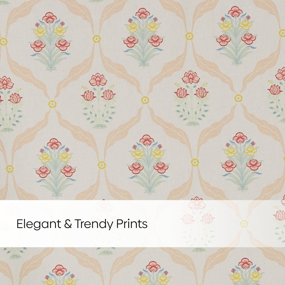 Cotton Printed Pack Of 2 Curtain Lattice, Pink - Cotton Printed Curtains | haus & kinder