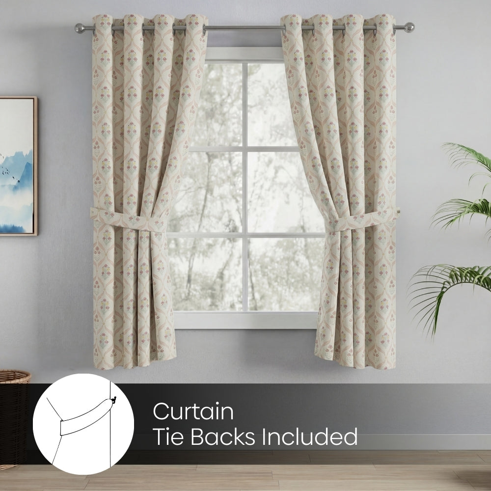 Cotton Printed Pack Of 2 Curtain Lattice, Pink