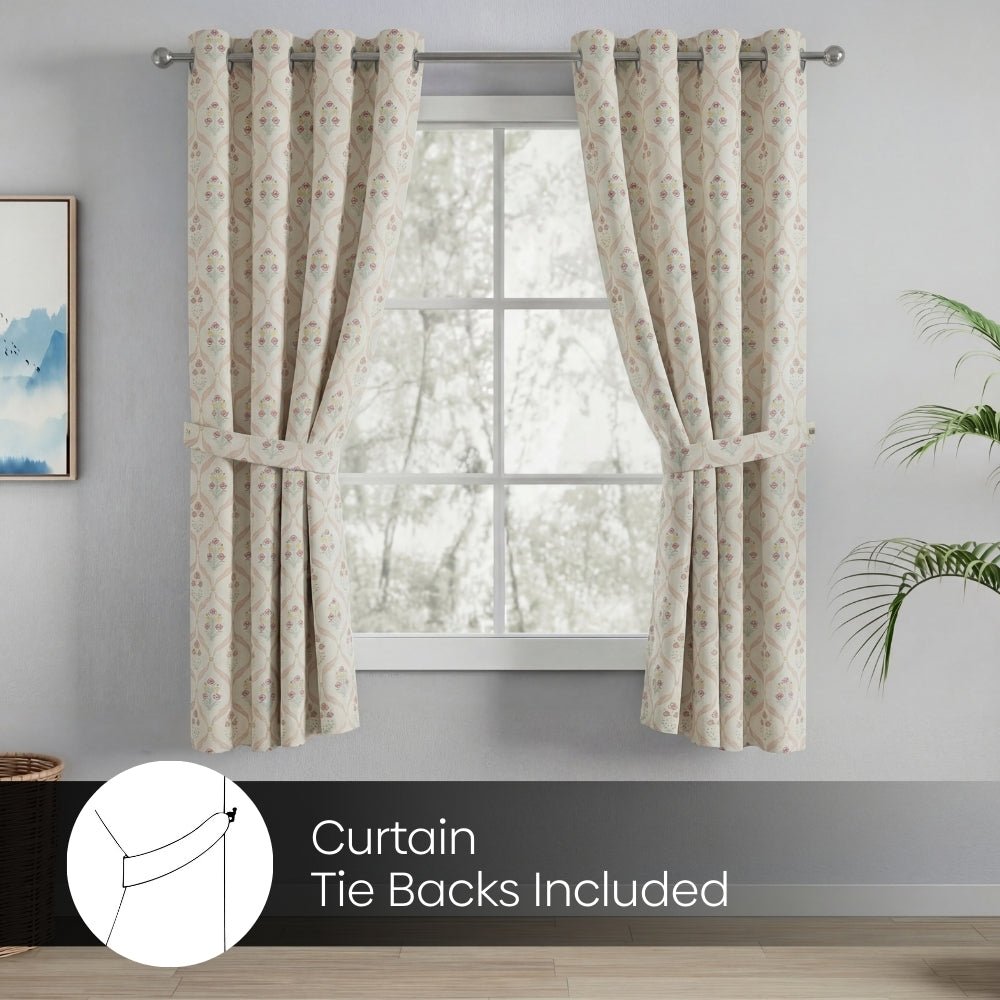 Cotton Printed Pack Of 2 Curtain Lattice, Pink - Cotton Printed Curtains | haus & kinder