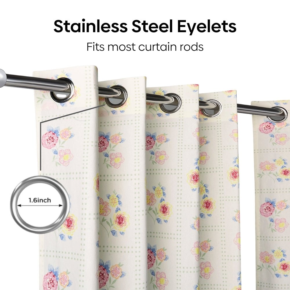 Cotton Printed Pack Of 2 Curtain Floral Siesta, Pink - Cotton Printed Curtains | haus & kinder