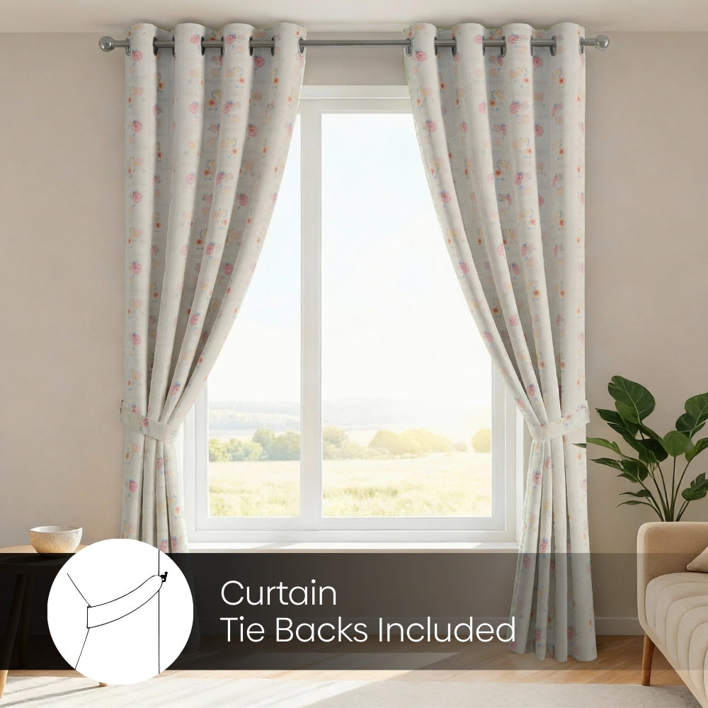 Cotton Printed Pack Of 2 Curtain Floral Siesta, Pink