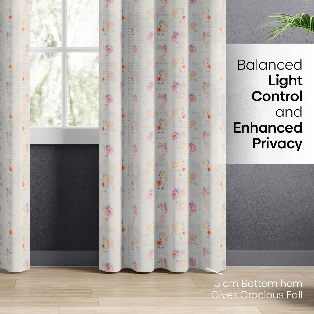 Cotton Printed Pack Of 2 Curtain Floral Siesta, Pink - Cotton Printed Curtains | haus & kinder