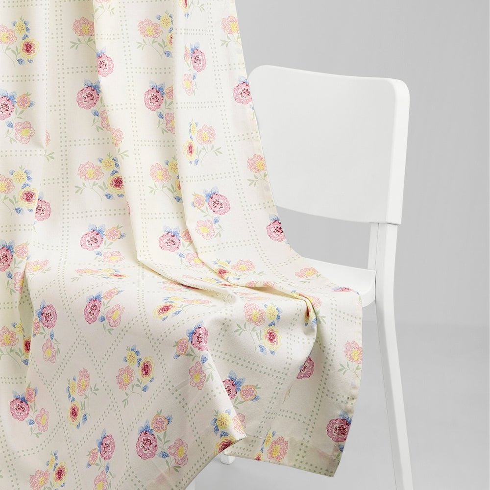 Cotton Printed Pack Of 2 Curtain Floral Siesta, Pink - Cotton Printed Curtains | haus & kinder