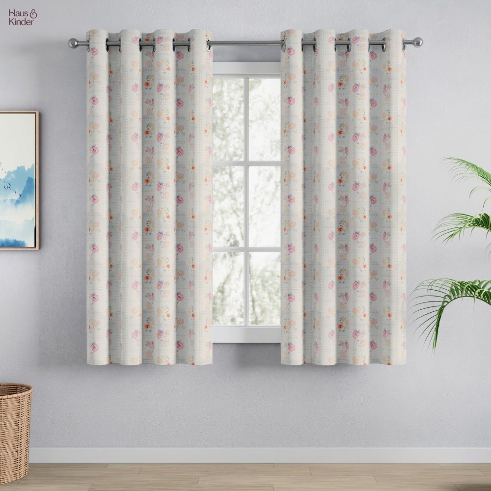 Cotton Printed Pack Of 2 Curtain Floral Siesta, Pink - Cotton Printed Curtains | haus & kinder