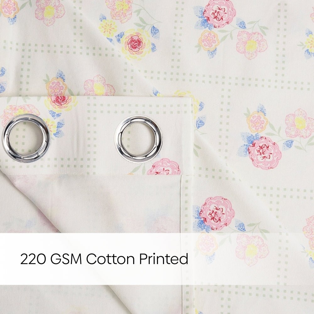 Cotton Printed Pack Of 2 Curtain Floral Siesta, Pink - Cotton Printed Curtains | haus & kinder