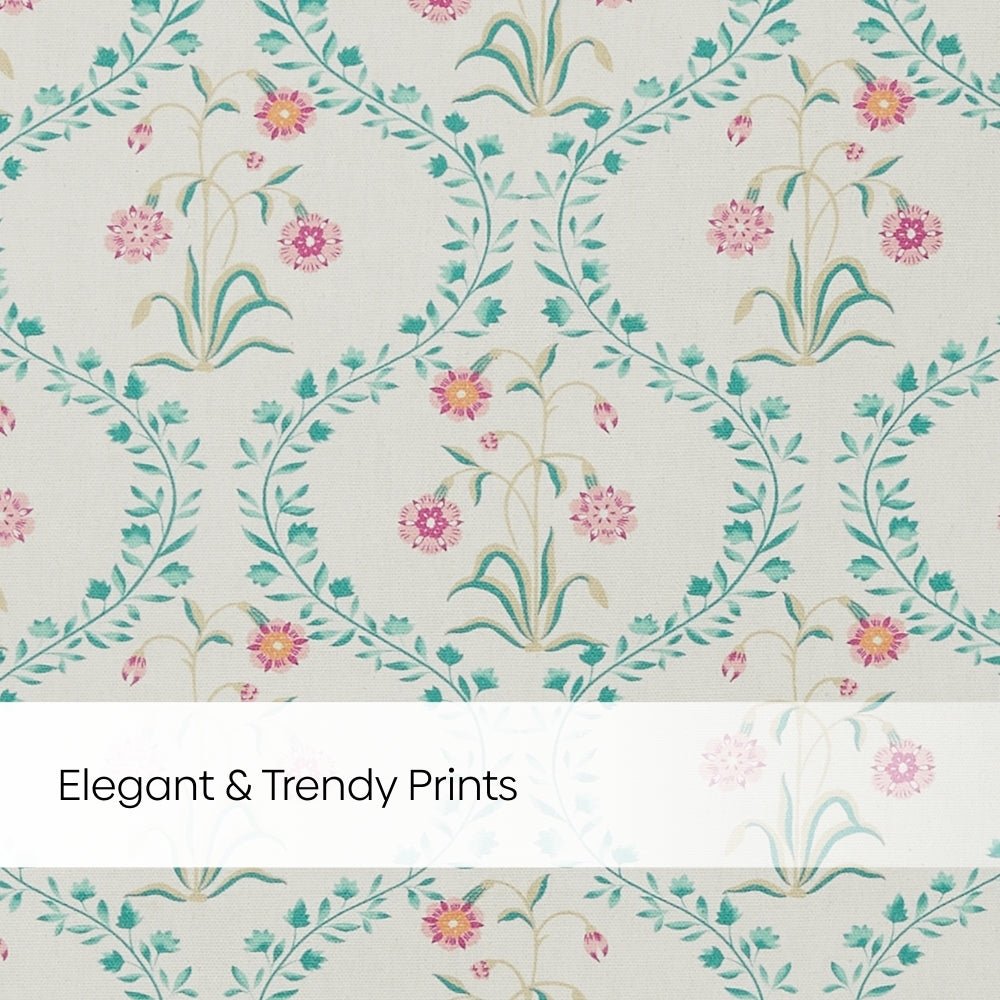 Cotton Printed Pack Of 2 Curtain Pink Blossom, Teal - Cotton Printed Curtains | haus & kinder