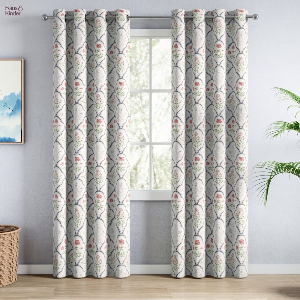 Cotton Printed Pack Of 2 Curtain Classic Trellis, Multicolor - Cotton Printed Curtains | haus & kinder