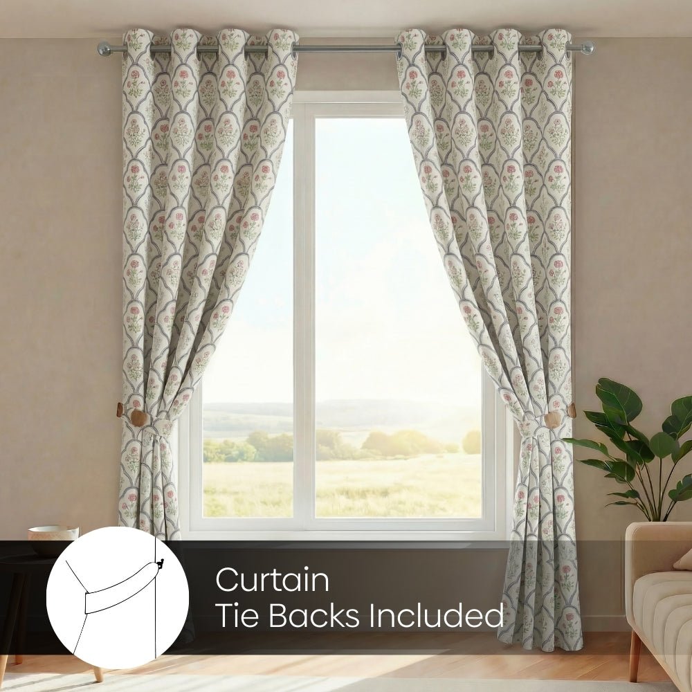 Cotton Printed Pack Of 2 Curtain Classic Trellis, Multicolor - Cotton Printed Curtains | haus & kinder