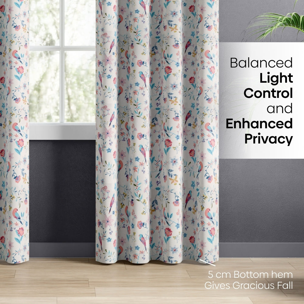 Cotton Printed Pack Of 2 Curtain Exotic Wings, Multicolor