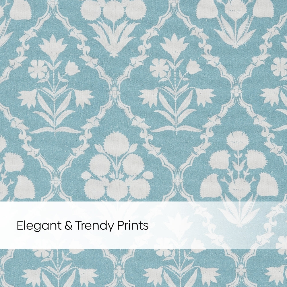 Cotton Printed Pack Of 2 Curtain Heritage Hues, Pale Teal
