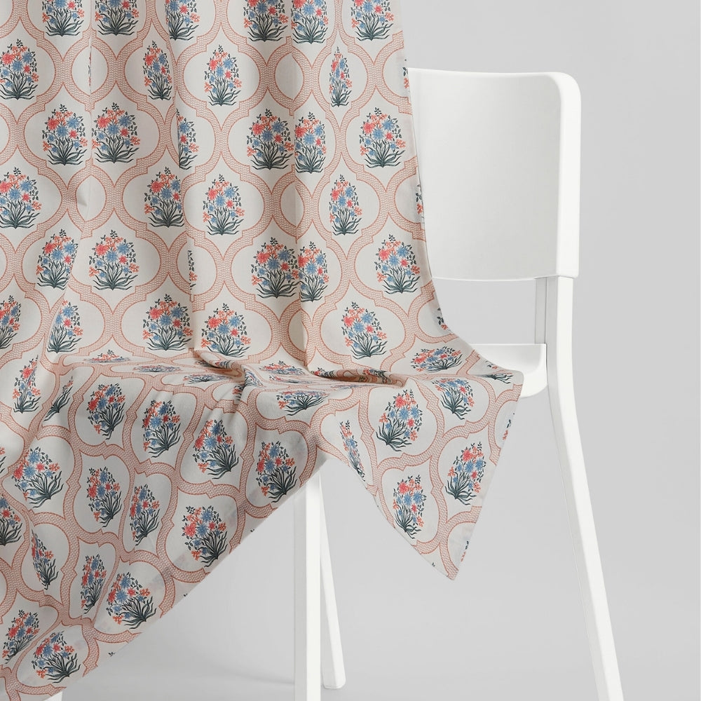 Cotton Printed Pack Of 2 Curtain Terracotta Trellis ,Multicolor