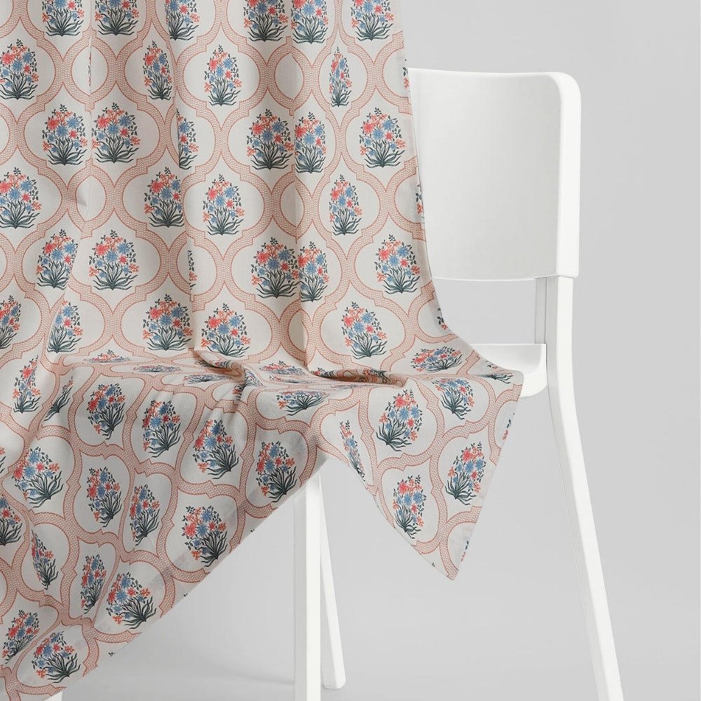 Cotton Printed Pack Of 2 Curtain Terracotta Trellis ,Multicolor - Cotton Printed Curtains | haus & kinder