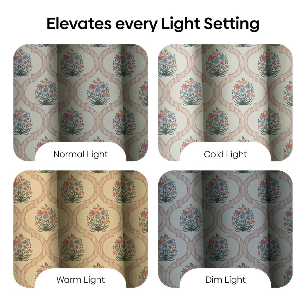 Cotton Printed Pack Of 2 Curtain Terracotta Trellis ,Multicolor - Cotton Printed Curtains | haus & kinder