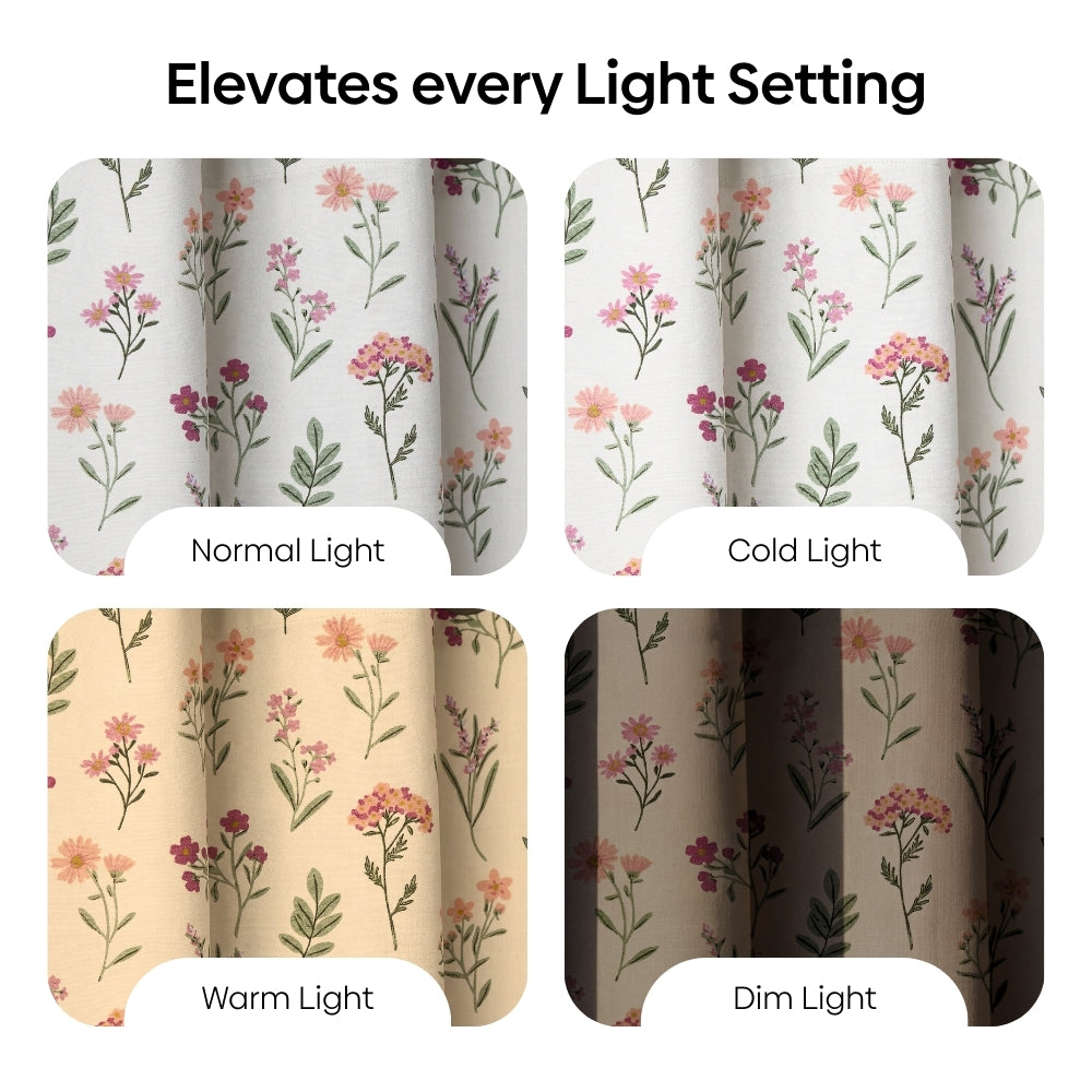Cotton Printed Pack Of 2 Curtain Pastel Grove, Multicolor