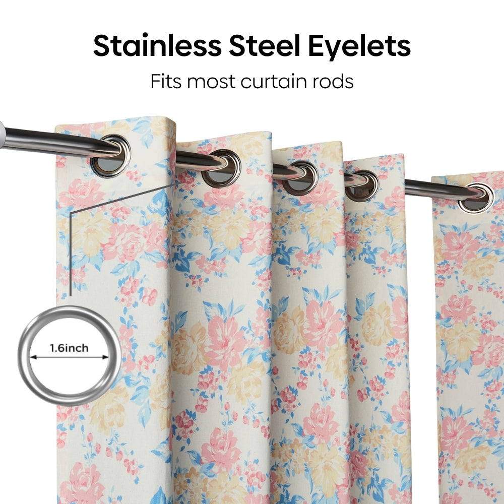 Cotton Printed Pack Of 2 Curtain Cottage Floral, Multicolor