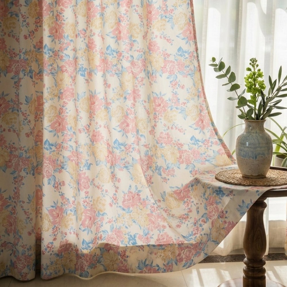 Cotton Printed Pack Of 2 Curtain Cottage Floral, Multicolor - Cotton Printed Curtains | haus & kinder