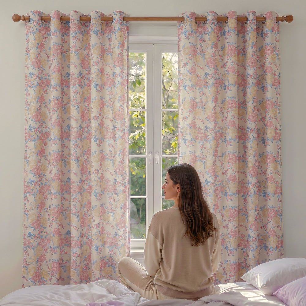 Cotton Printed Pack Of 2 Curtain Cottage Floral, Multicolor - Cotton Printed Curtains | haus & kinder
