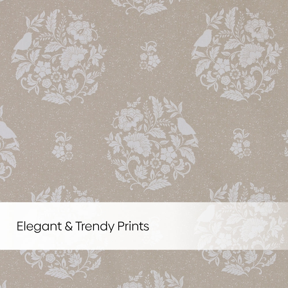 Cotton Printed Pack Of 2 Curtain Whispering Songbird Beige