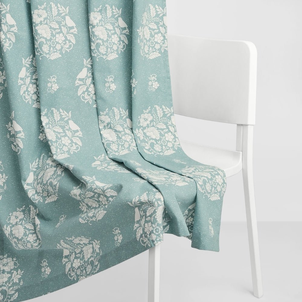 Cotton Printed Pack Of 2 Curtain Whispering Songbird Teal - Cotton Printed Curtains | haus & kinder