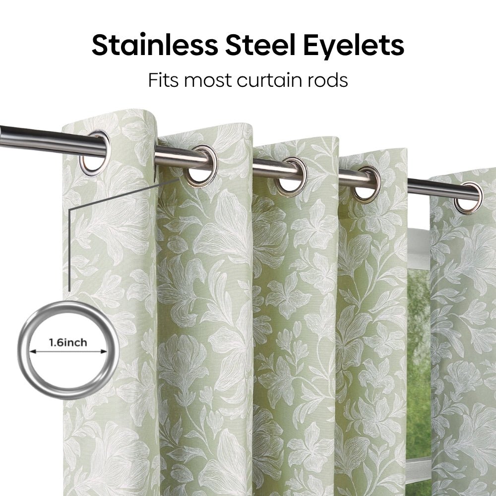 Cotton Printed Pack Of 2 Curtain Chalkflower Sage - Cotton Printed Curtains | haus & kinder