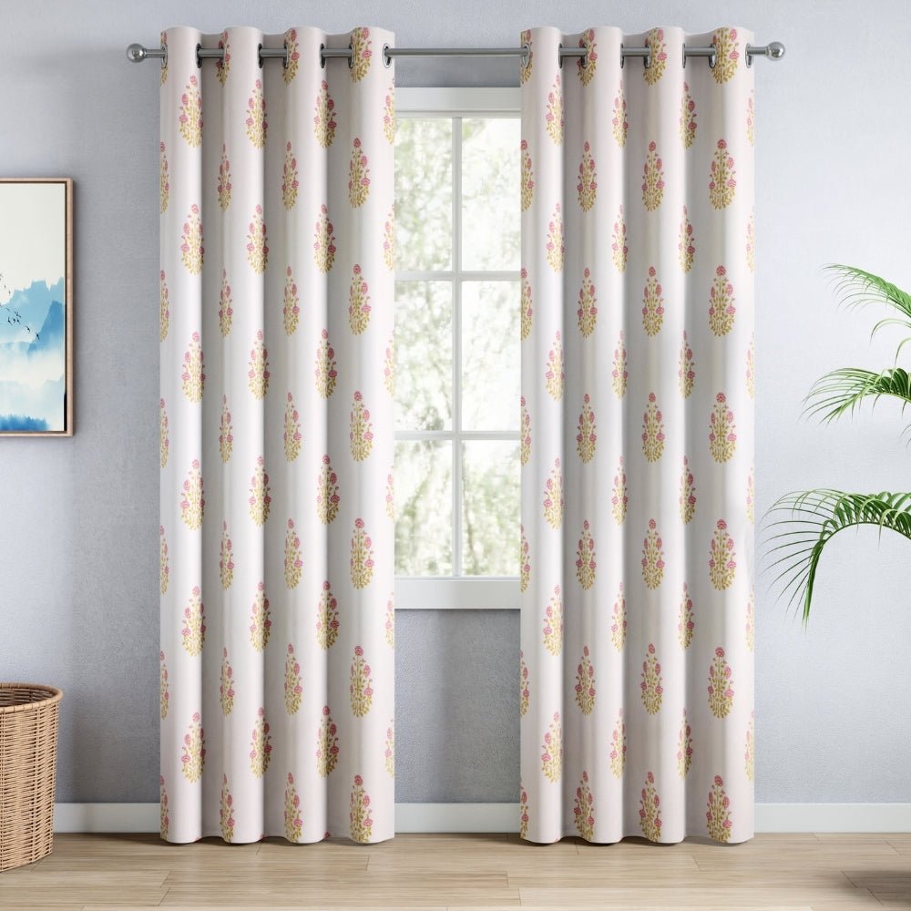 Cotton Printed Pack Of 2 Curtain Serene Rosalia Pink - Cotton Printed Curtains | haus & kinder