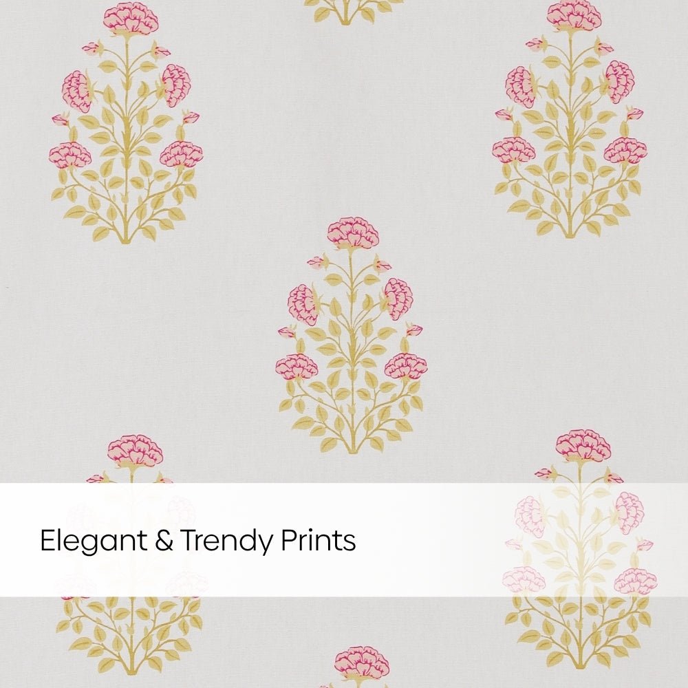 Cotton Printed Pack Of 2 Curtain Serene Rosalia Pink - Cotton Printed Curtains | haus & kinder