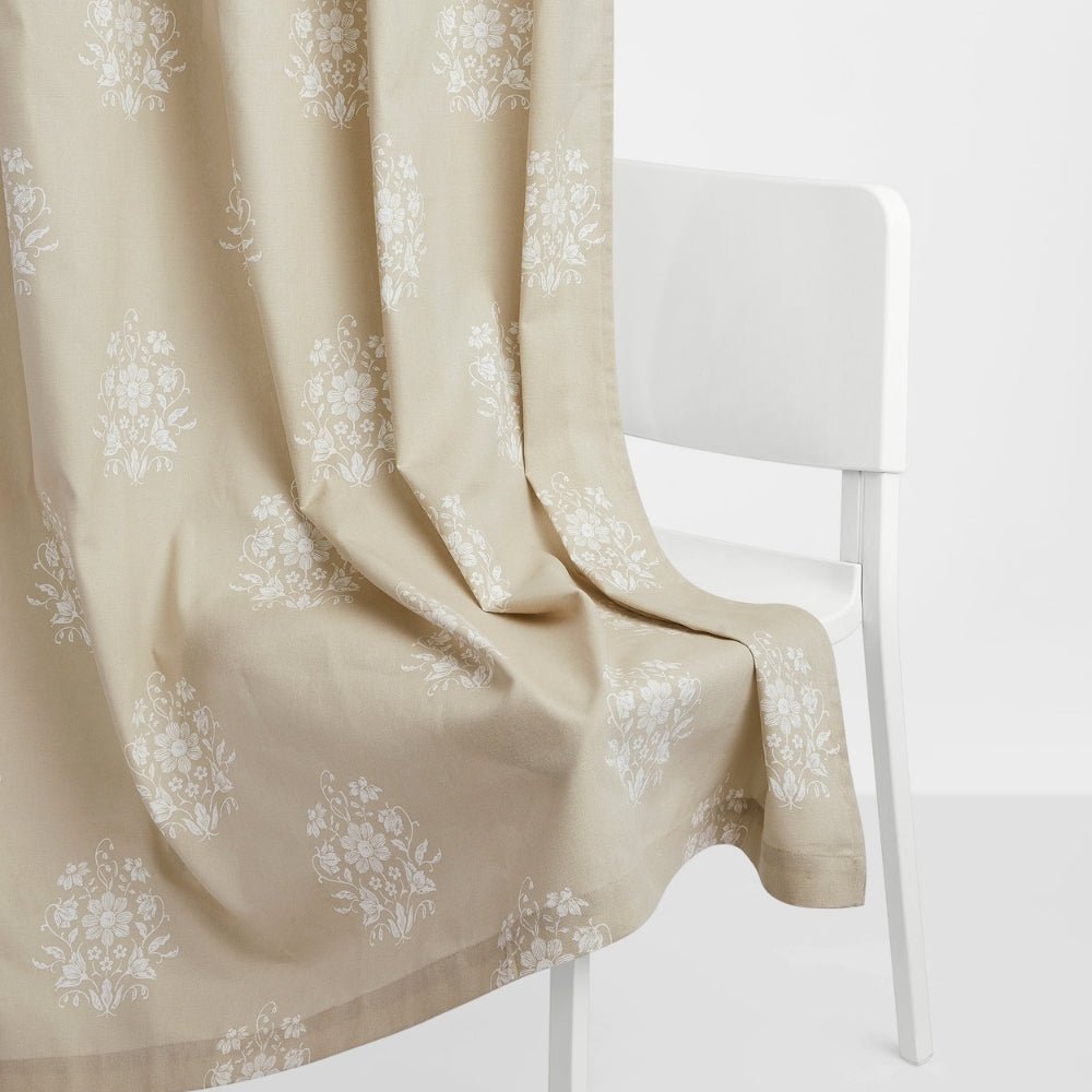 Cotton Printed Pack Of 2 Curtain Curtain Ivory Filigree Beige - Cotton Printed Curtains | haus & kinder