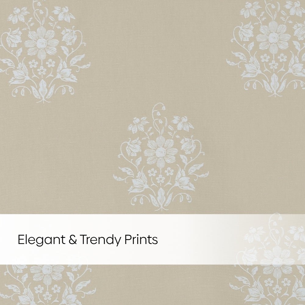 Cotton Printed Pack Of 2 Curtain Curtain Ivory Filigree Beige - Cotton Printed Curtains | haus & kinder