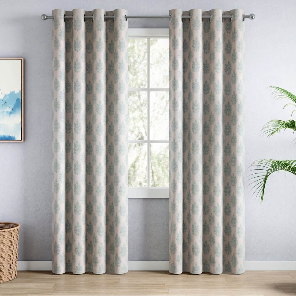 Cotton Printed Pack Of 2 Curtain Curtain Ciel Botanique Blue - Cotton Printed Curtains | haus & kinder