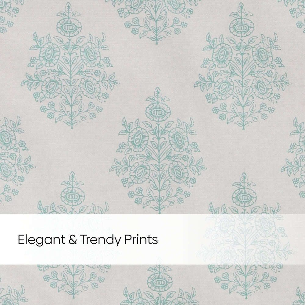 Cotton Printed Pack Of 2 Curtain Curtain Ciel Botanique Blue