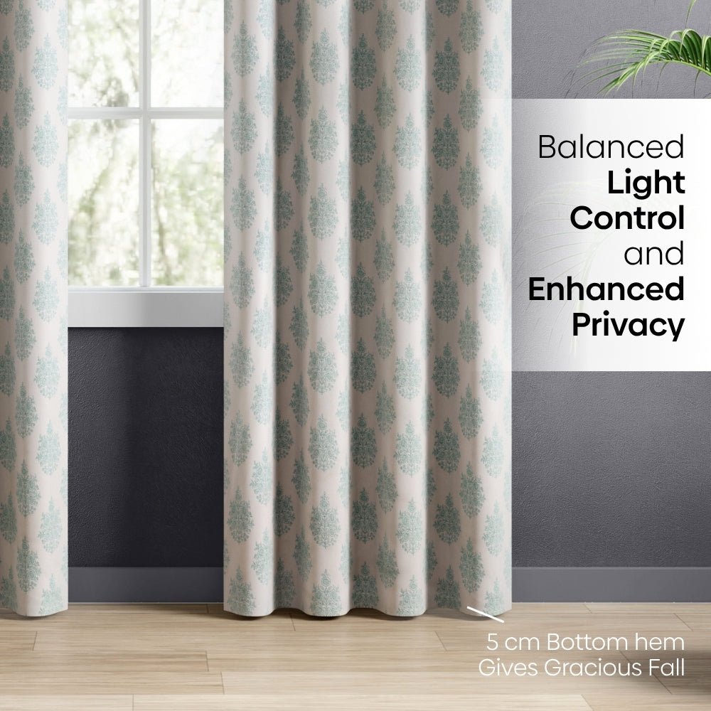 Cotton Printed Pack Of 2 Curtain Curtain Ciel Botanique Blue - Cotton Printed Curtains | haus & kinder