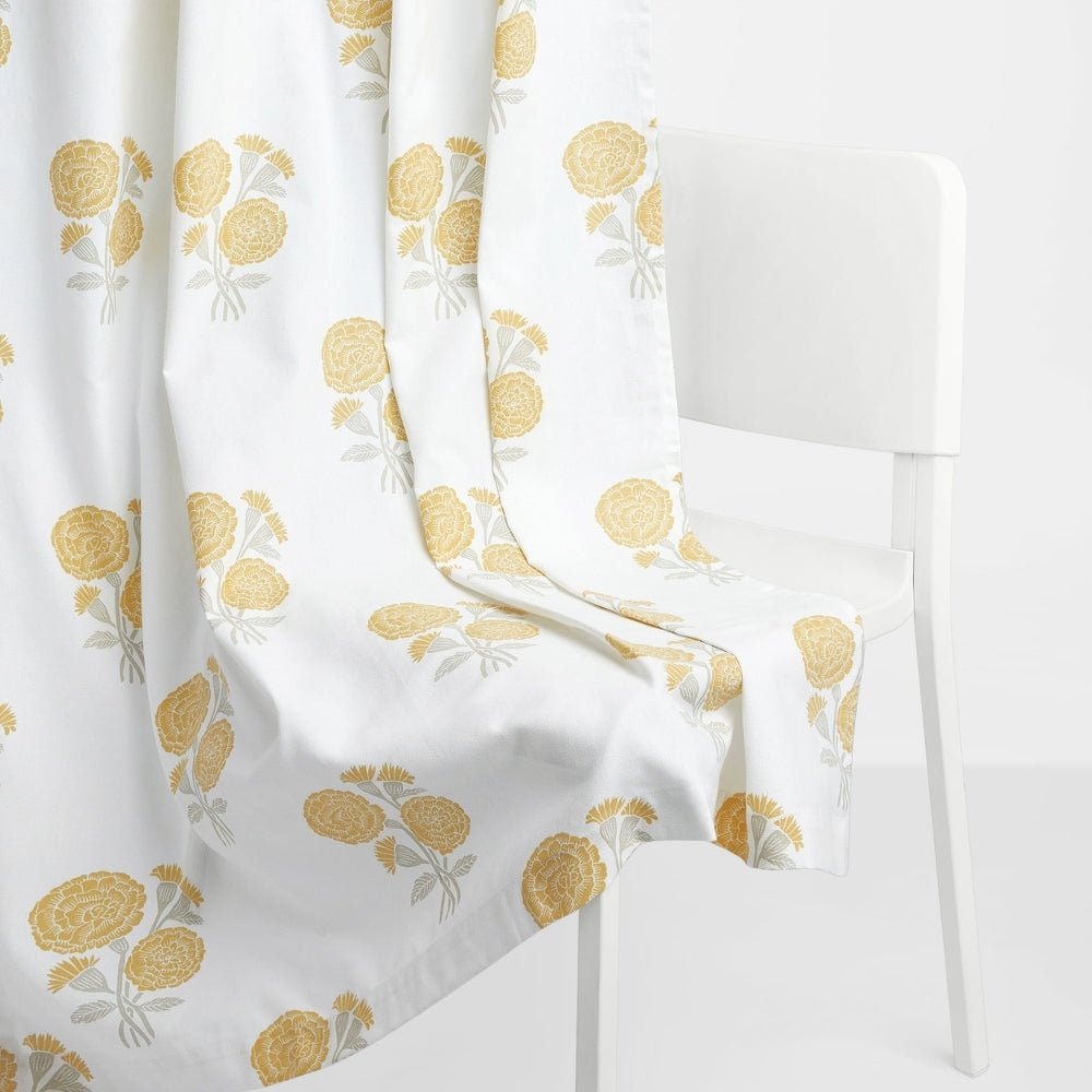 Cotton Printed Pack Of 2 Curtain Curtain Soleil Botanique Yellow - Cotton Printed Curtains | haus & kinder