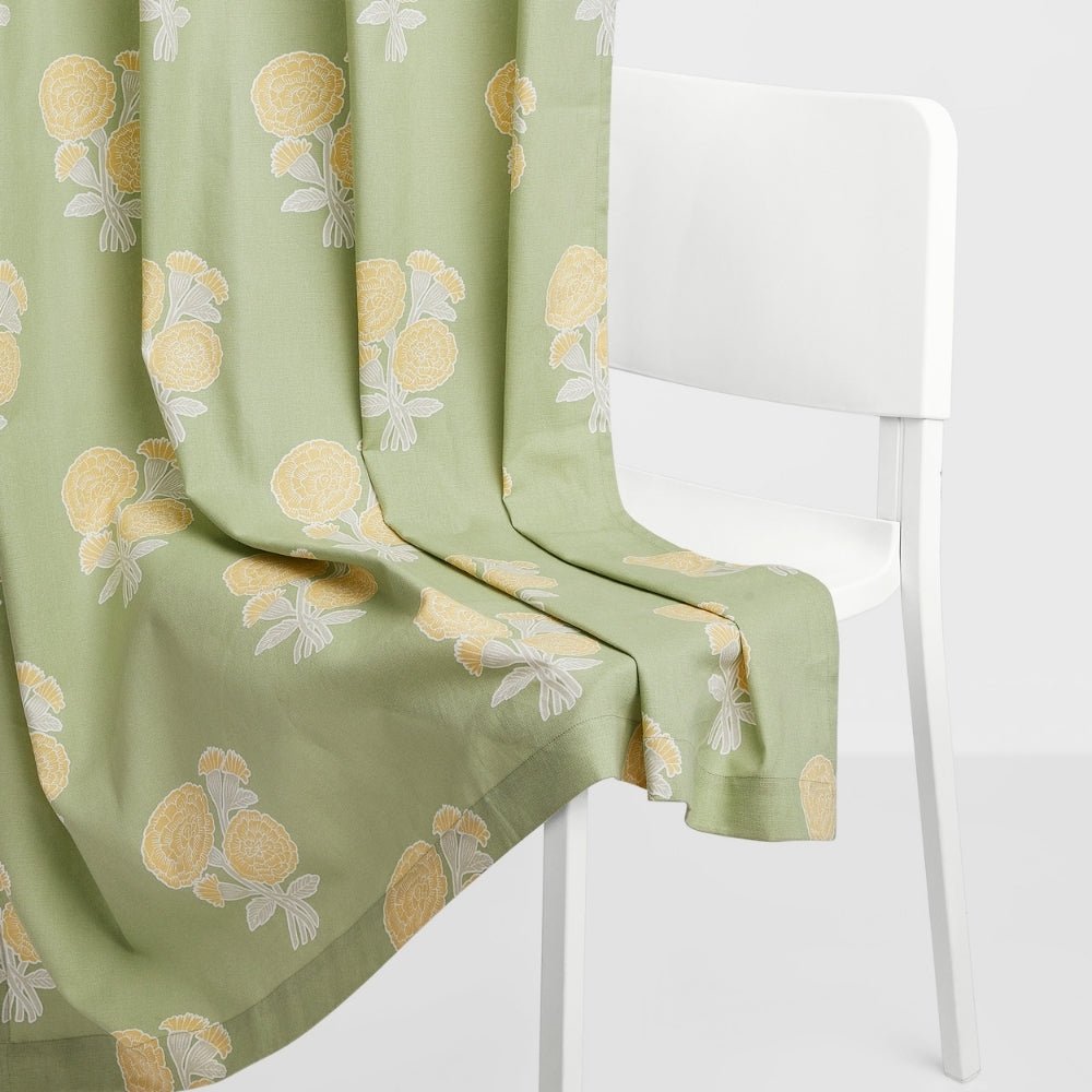 Cotton Printed Pack Of 2 Curtain Curtain Soleil Botanique Sage - Cotton Printed Curtains | haus & kinder