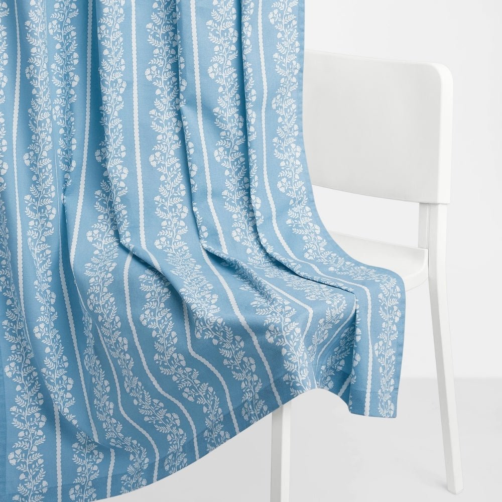 Cotton Printed Pack Of 2 Curtain Vineway Blue - Cotton Printed Curtains | haus & kinder