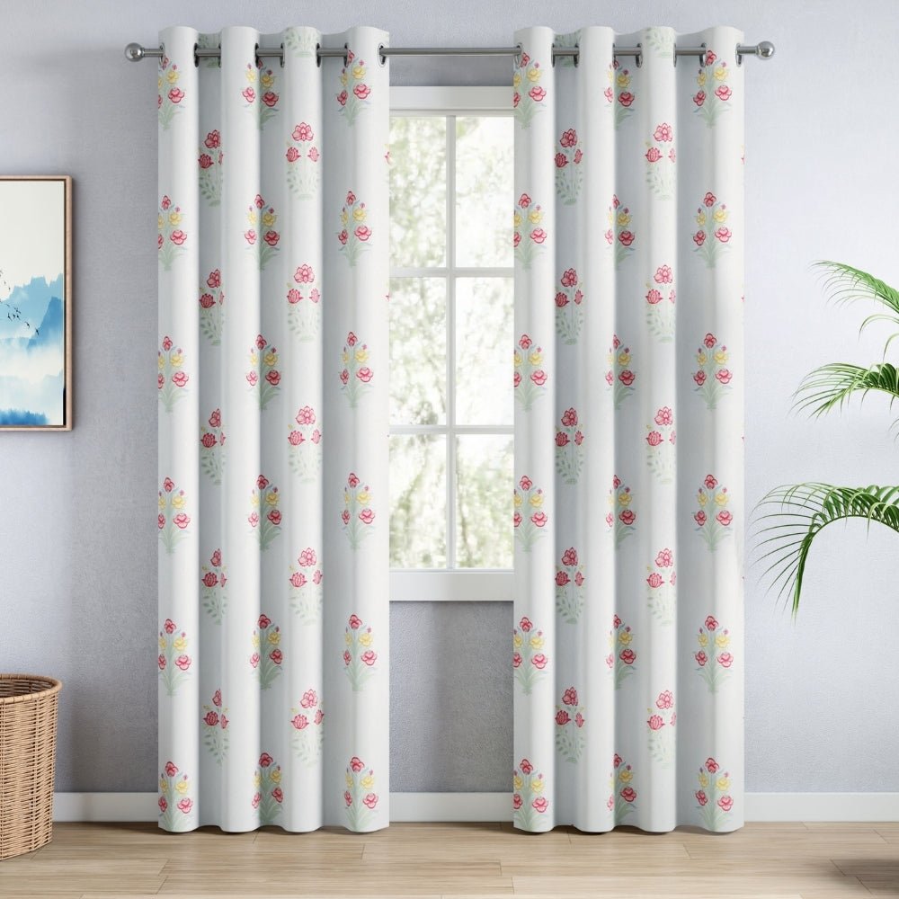 Cotton Printed Pack Of 2 Curtain Meadow of Petals Multicolor - Cotton Printed Curtains | haus & kinder