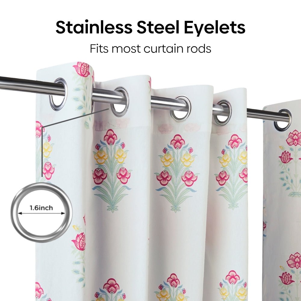 Cotton Printed Pack Of 2 Curtain Meadow of Petals Multicolor - Cotton Printed Curtains | haus & kinder