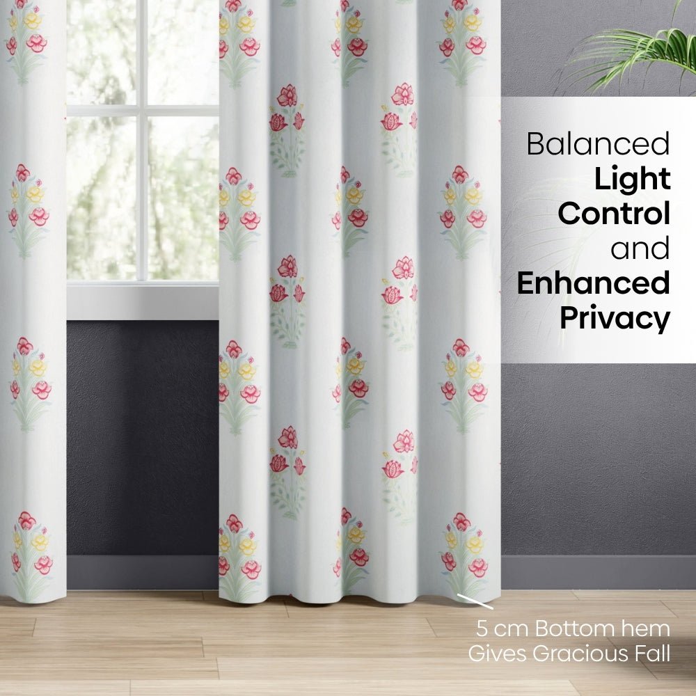 Cotton Printed Pack Of 2 Curtain Meadow of Petals Multicolor - Cotton Printed Curtains | haus & kinder