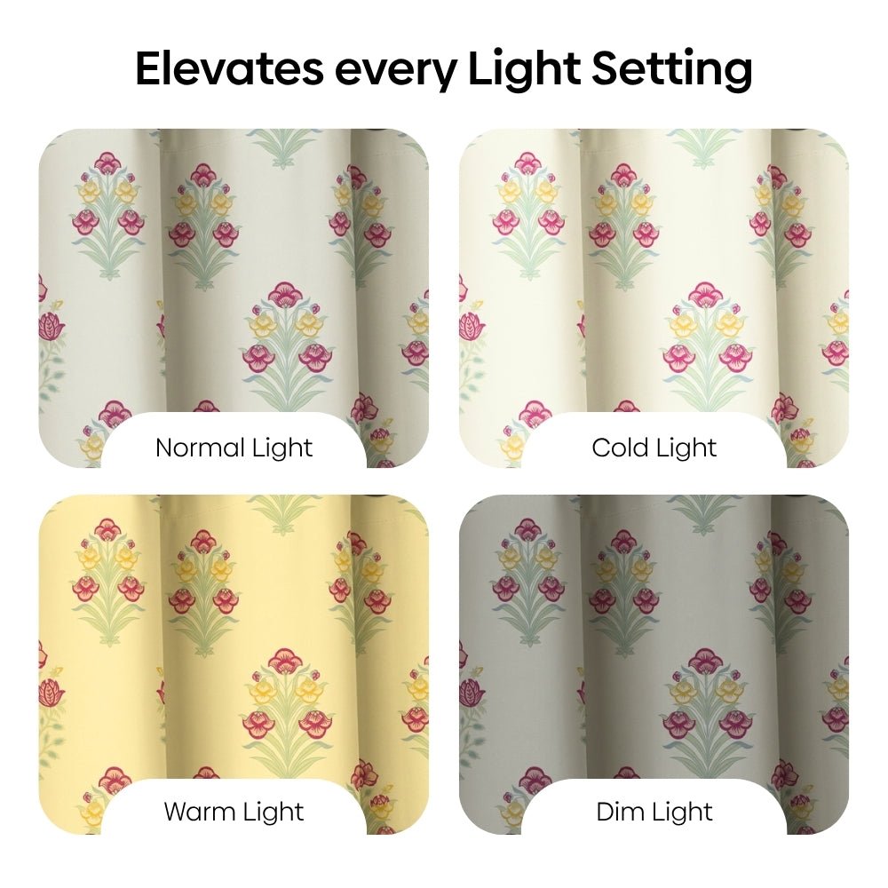 Cotton Printed Pack Of 2 Curtain Meadow of Petals Multicolor - Cotton Printed Curtains | haus & kinder