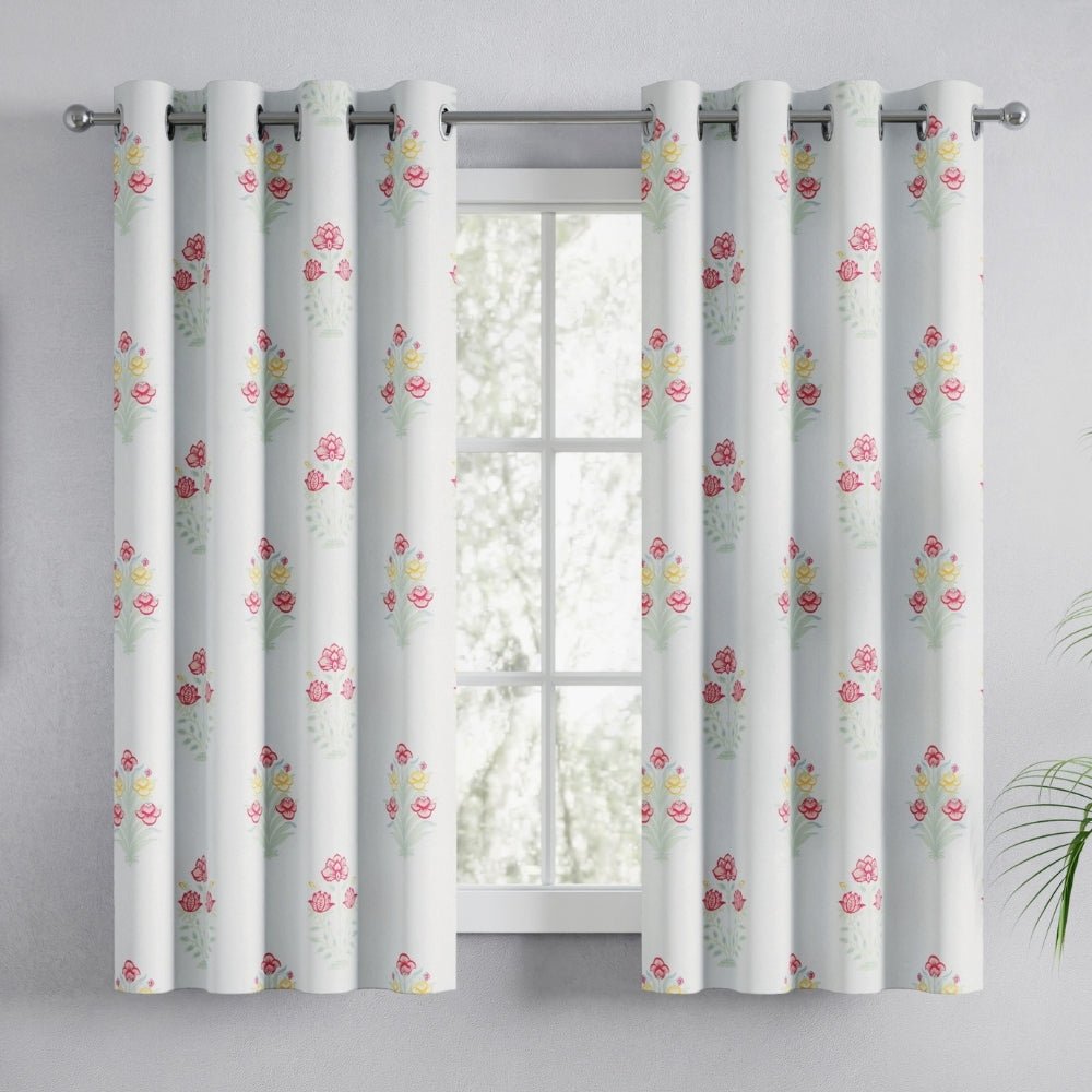 Cotton Printed Pack Of 2 Curtain Meadow of Petals Multicolor - Cotton Printed Curtains | haus & kinder