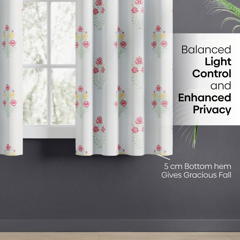 Cotton Printed Pack Of 2 Curtain Meadow of Petals Multicolor - Cotton Printed Curtains | haus & kinder