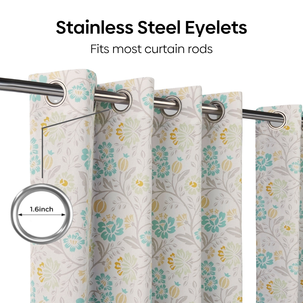 Cotton Printed Pack Of 2 Curtain Rosaline Multicolor