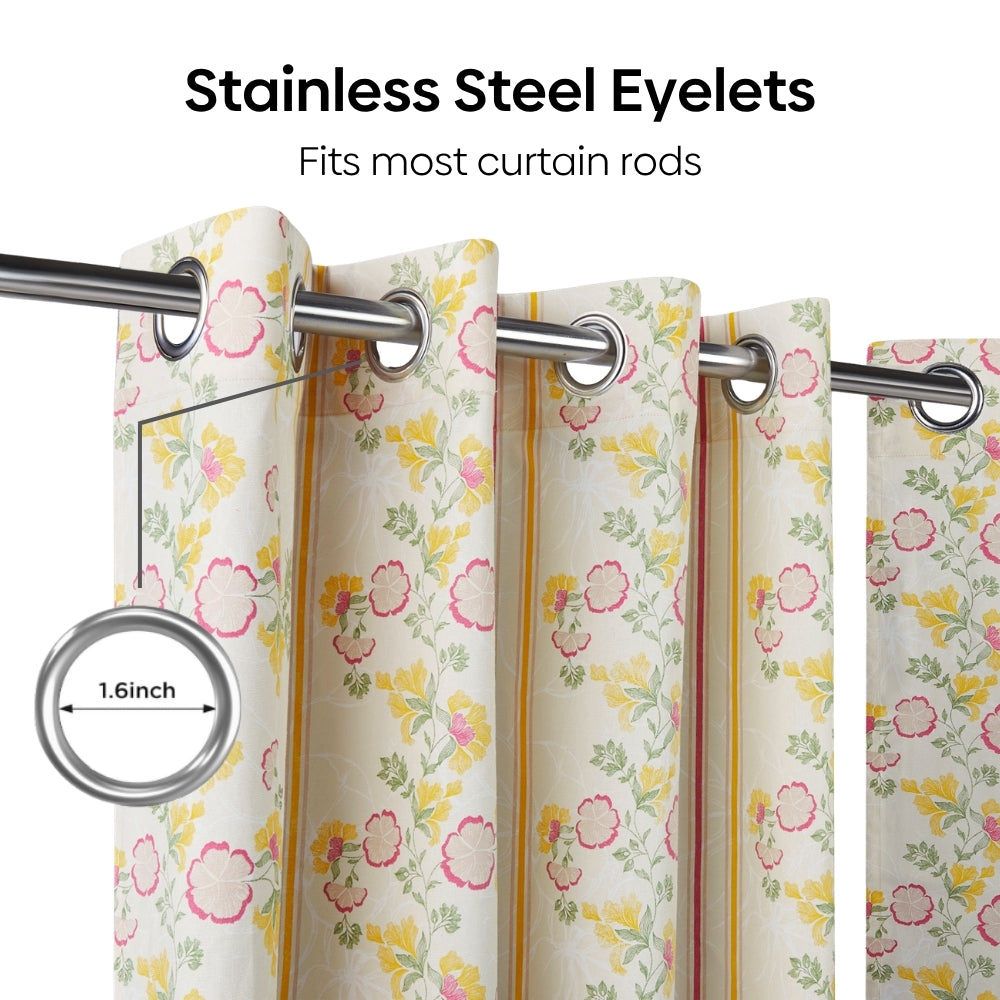 Cotton Printed Pack Of 2 Curtain Petaline Multicolor
