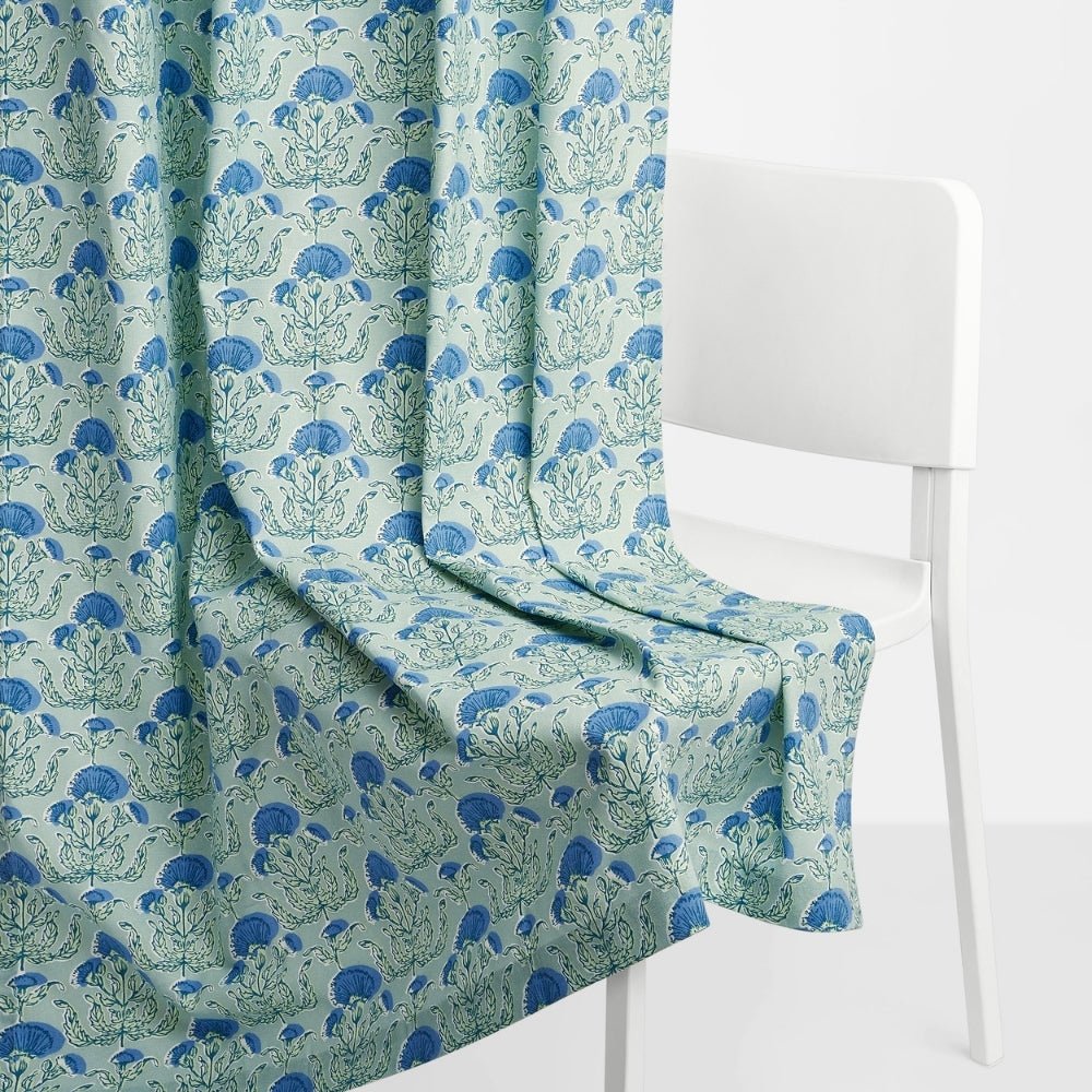 Cotton Printed Pack Of 2 Curtain Rosette Blue - Cotton Printed Curtains | haus & kinder