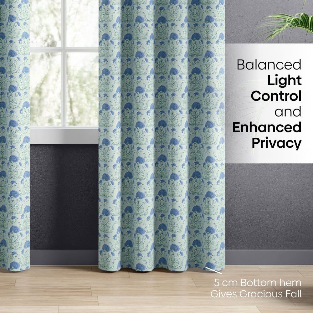 Cotton Printed Pack Of 2 Curtain Rosette Blue - Cotton Printed Curtains | haus & kinder