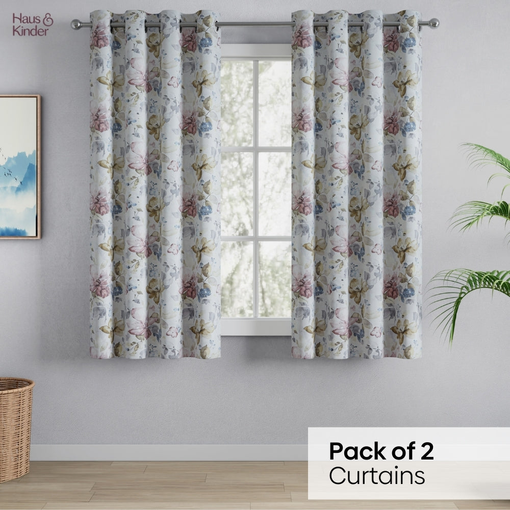 Polyester Printed Blackout Window Curtains Petal Poetry, Multi