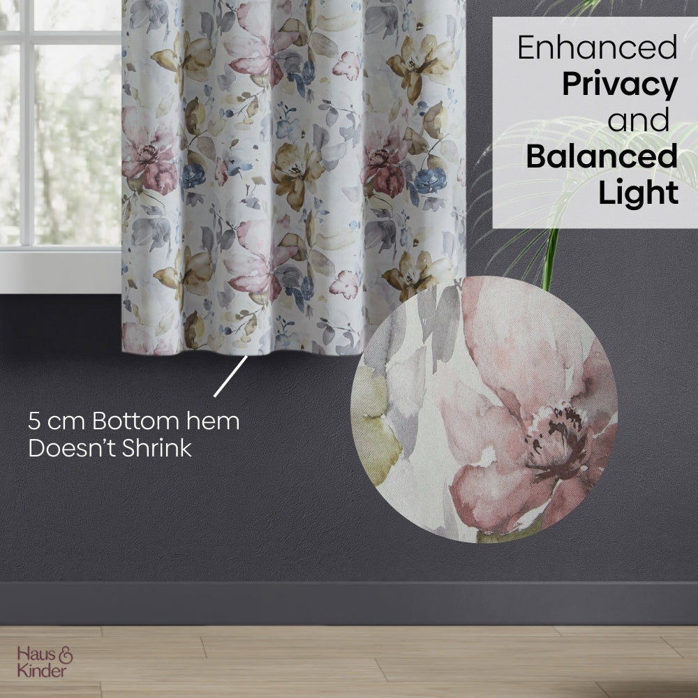 Polyester Printed Blackout Window Curtains Petal Poetry, Multi